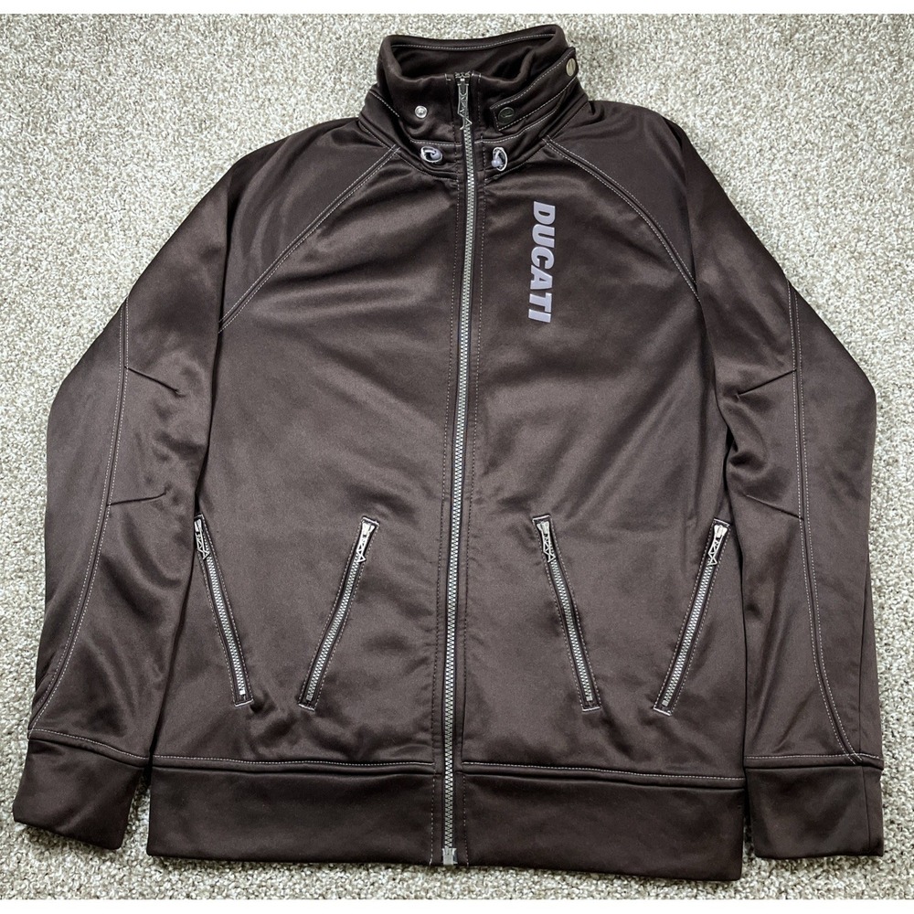 Puma Ducati Racing Track Jacket Full Zip  Men's Size Small Brown Zip Pockets